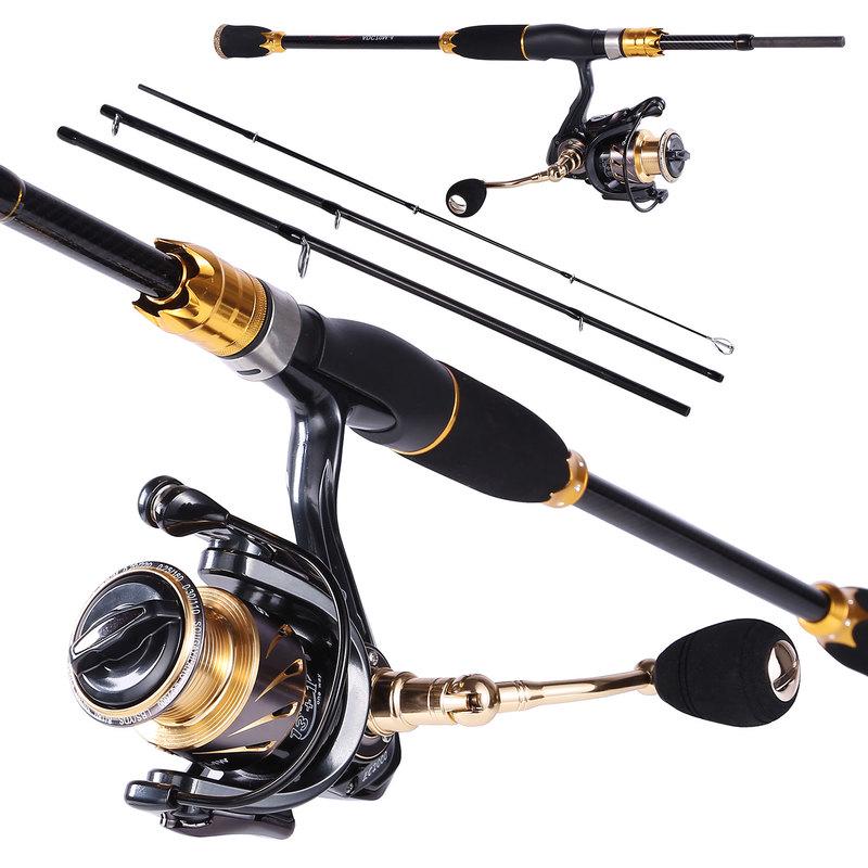 SOUGAYILANG Fishing Rod and Reel Carbon Fiber Baitcasting Rod and 14BB Aluminum Spool Spinning Reel
