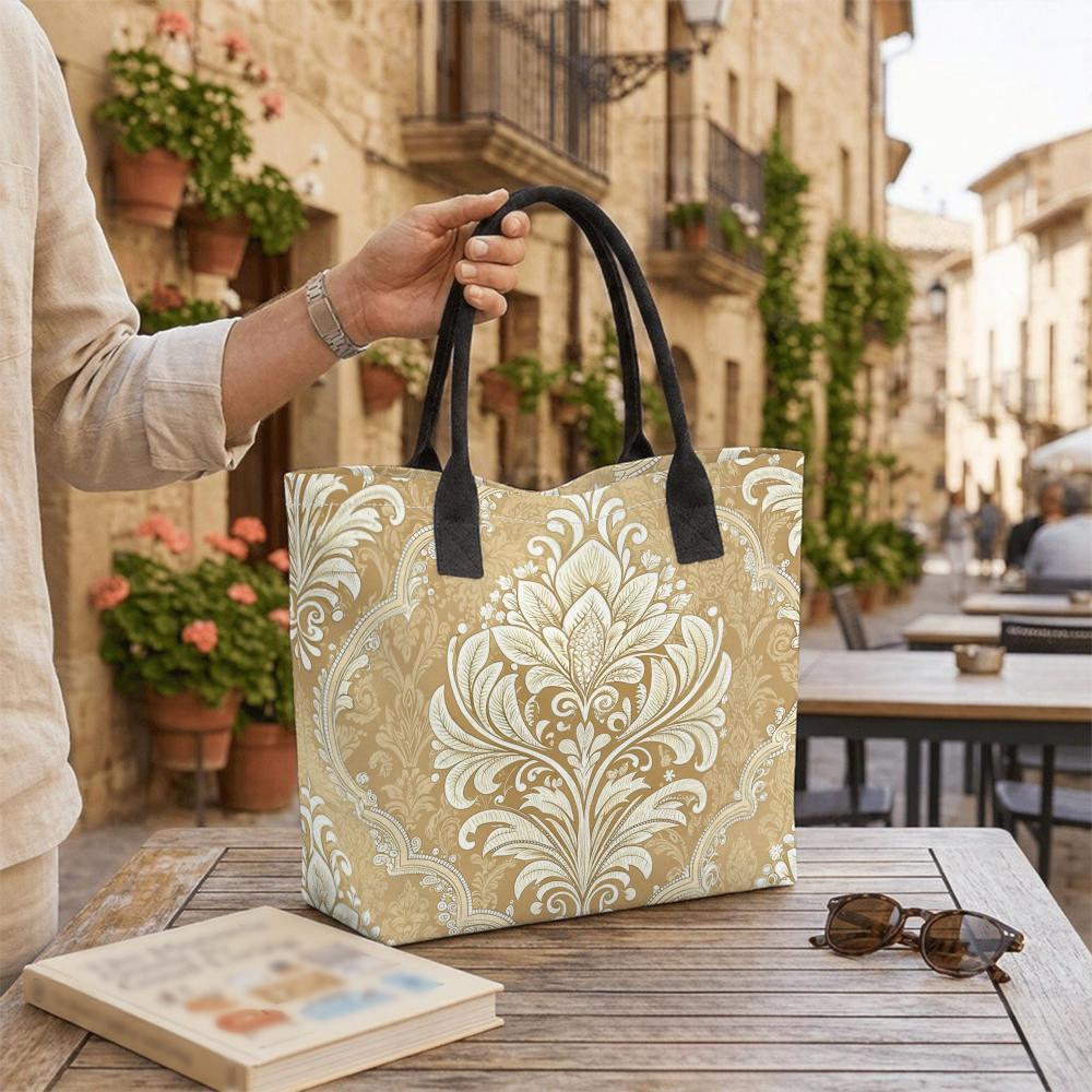 Vintage Floral Tote Bag Large Capacity Daily Carry Shoulder Bag for Women