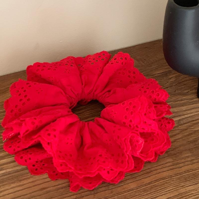French Lace Hair Scrunchies Largesized Hair Buns Scrunchy Elegant Ponytail Holder