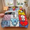 3Pcs Bt21 Character Grid Bedding Sets For All Sizes New 3D Printed Bed Cover Comforter Duvet Cover Pillowcase Bedroom Decoration