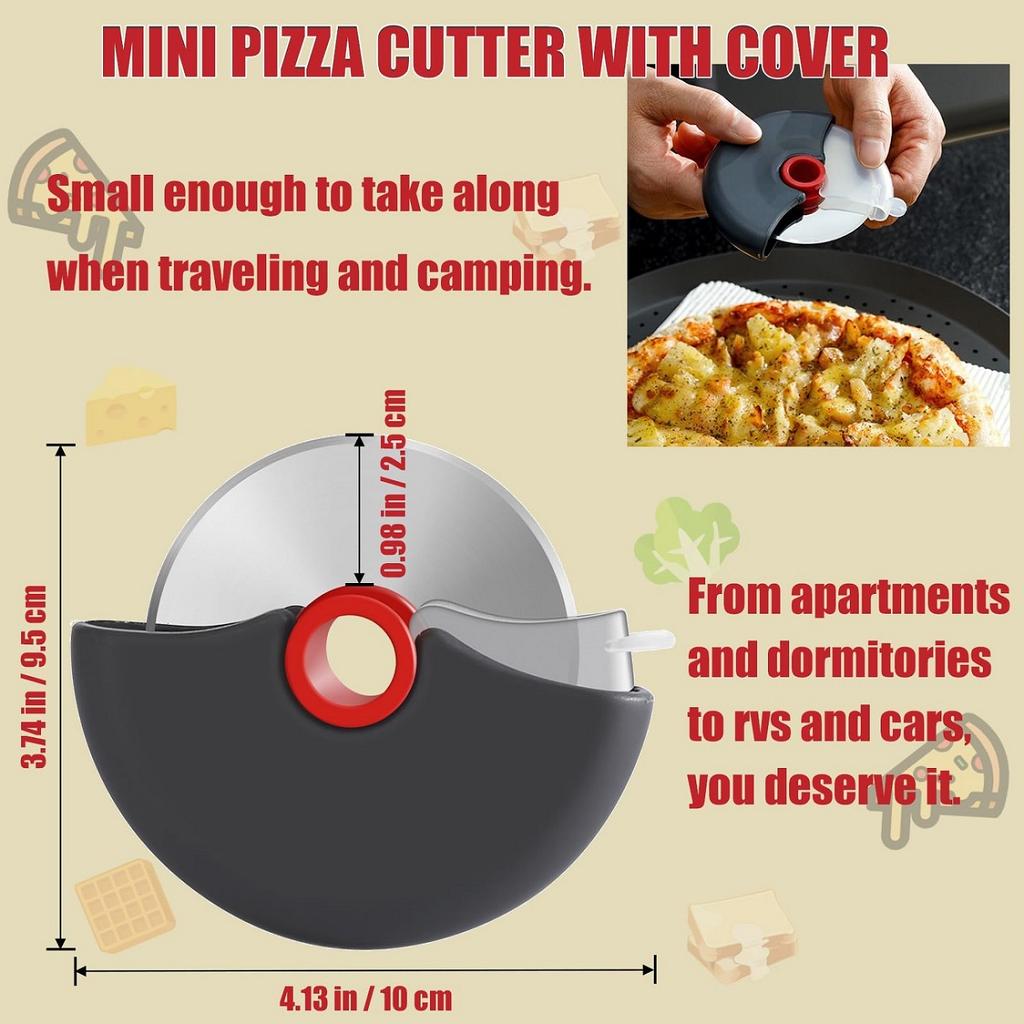 Steel Circular Roller Pizza Cutter with Protective Cover Cutting Machine Multi-purpose Pizza Dough Slicing Baking Kitchen Tool