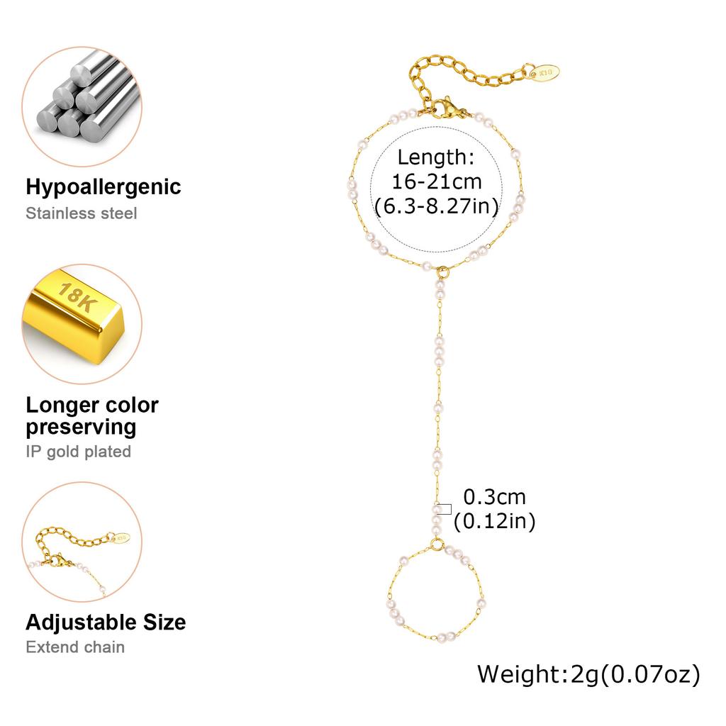 Exquisite Vintage Wrist Bracelet for Women Finger Ring Chain Charms Beads Bracelet Chain Lady Trendy Aesthetic Jewelry Set
