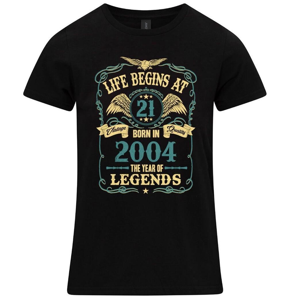 Life Begins At 21 Womens 21ST Birthday T-Shirt Mens Womens Tees Top BORN 2004 Ladies Gift Daughter 3XL