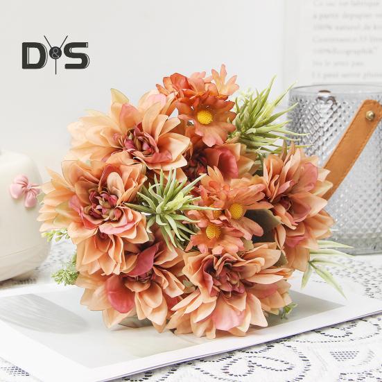 Simulated Flower Bouquet 5 Forks Flower Leaves Artificial Bouquet Realistic Silk Flowers Indoor Outdoor Decoration