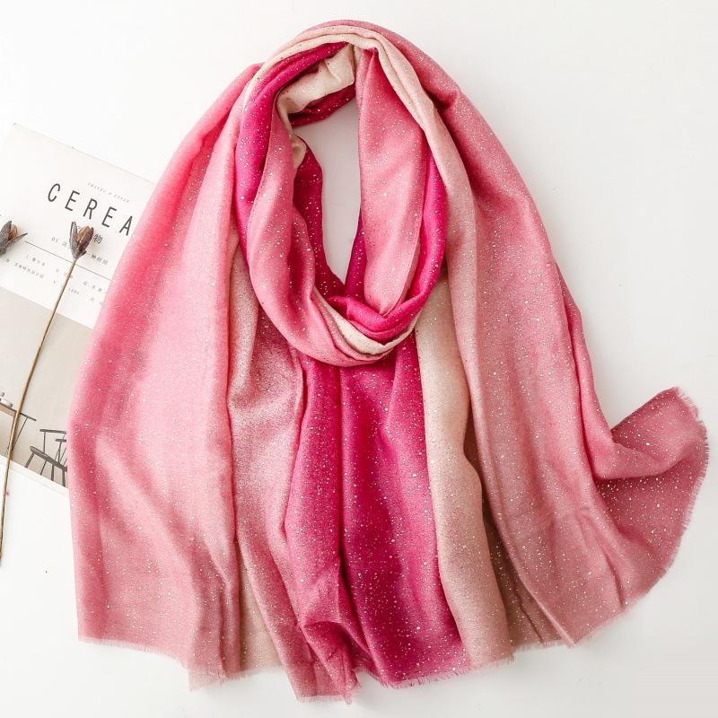 180*88cm Gradient color Gold Foil Wrap Scarfs for Women Fashion Hijab Shimmer Sparkle Womens Scarves Bling Bling Shawls Cotton Feeling Shawl Scarf