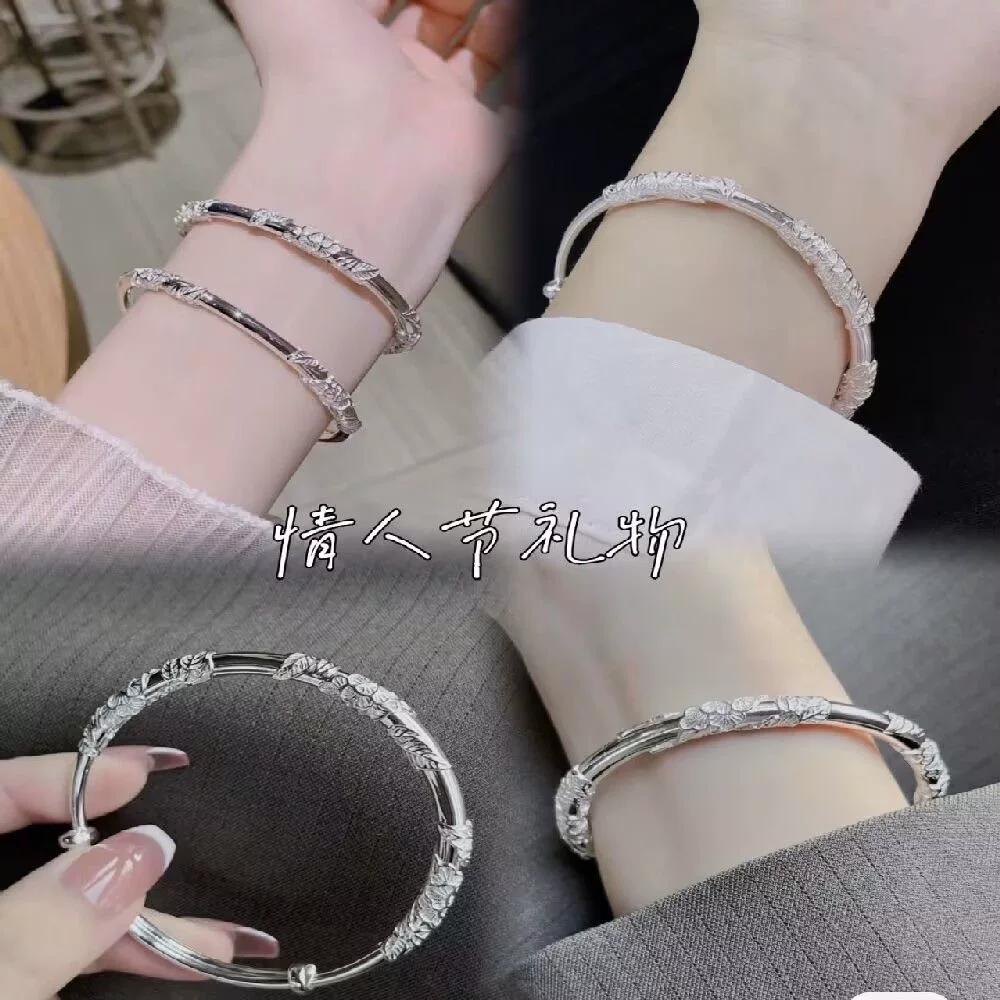 Flowering Solid Push-pull Bracelet Female Butterfly Niche Temperament Light Luxury Advanced Sense Adjustable Bracelet Versatile