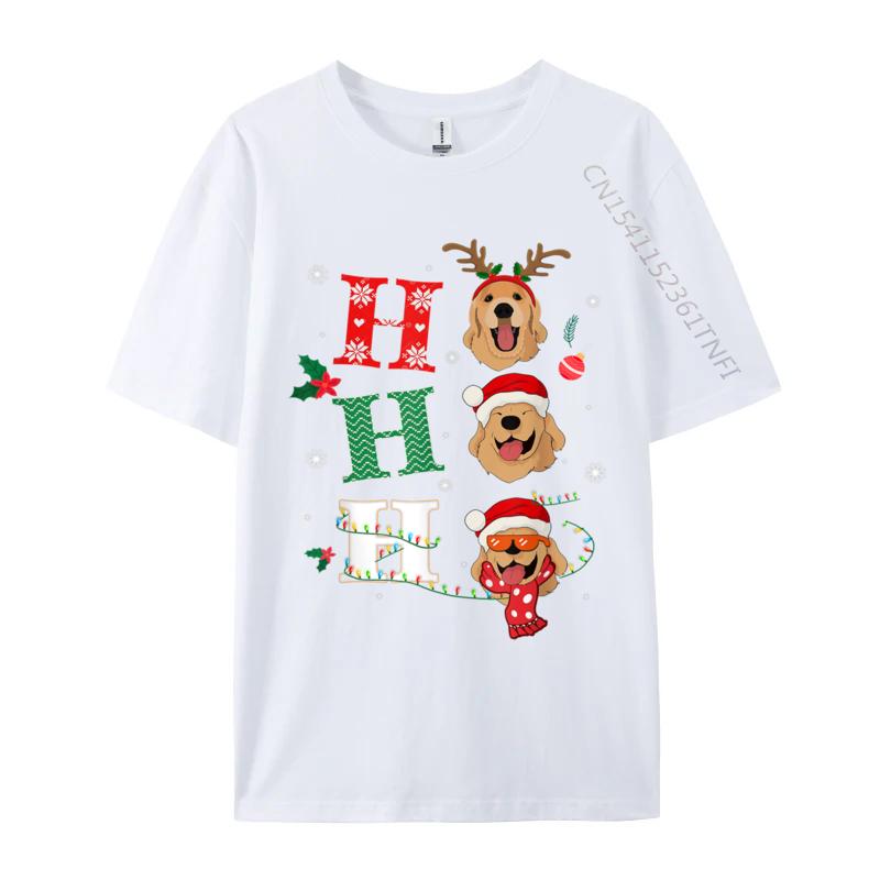 Ho Ho Ho Retrievers Golden Xmas Outfit Christmas Costume T-Shirts New Arrival O-Neck Group 100% Cotton Men T-Shirts Printed On