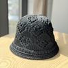 New Summer Hollow Fisherman Hat for Women, Breathable Thin Sun Protection Hat, Simple Bucket Hat for Outings, Trendy Sun Hat