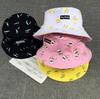 Ins Hot banana chips Japanese retro style canvas Bucket hat women's double-sided Sun hat street casual couple basin hat