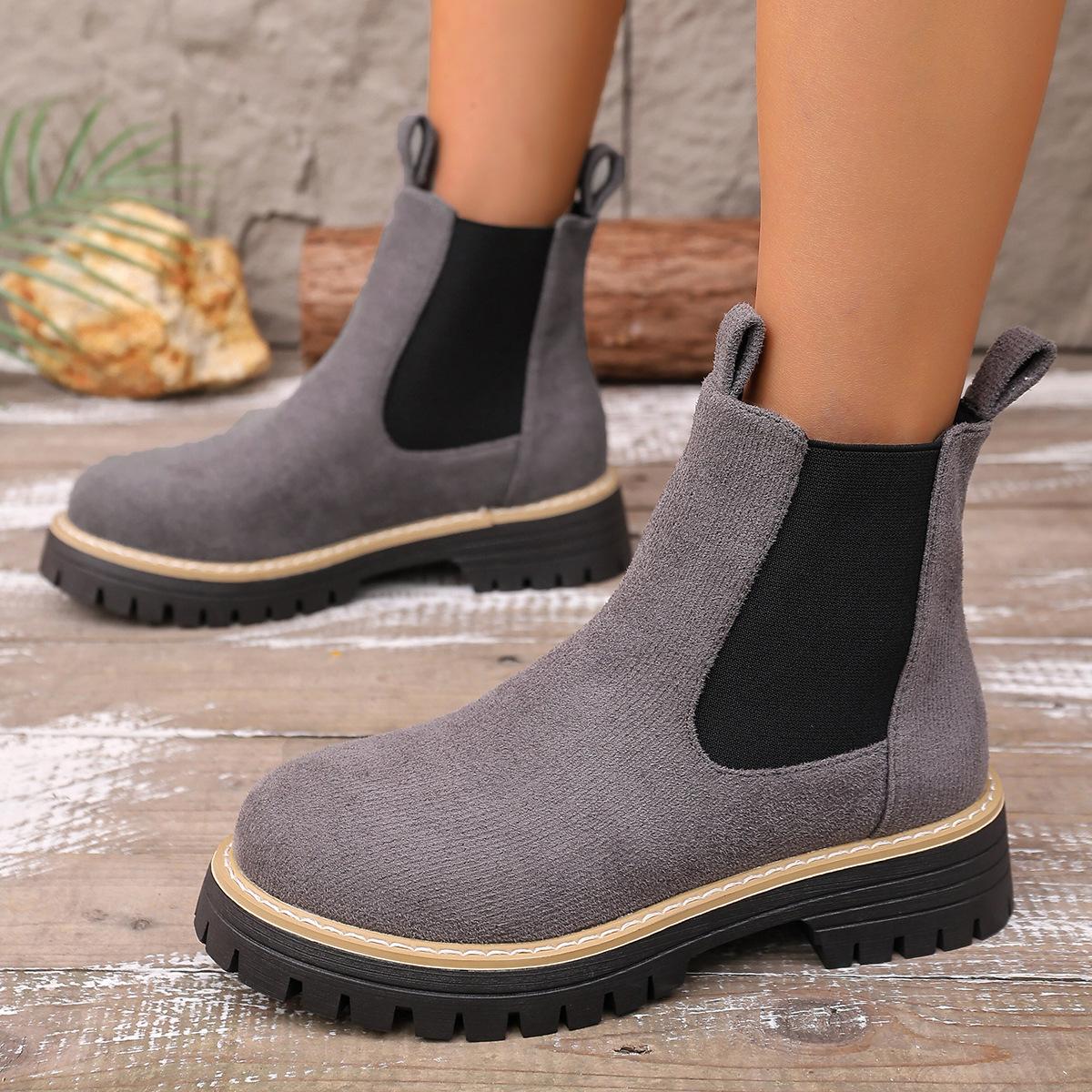 

Women s Round Toe Chelsea Boots, Suede Mid Top Martin Boots, Fashion Casual Versatile Ankle Boots for Women 36 сірий колір