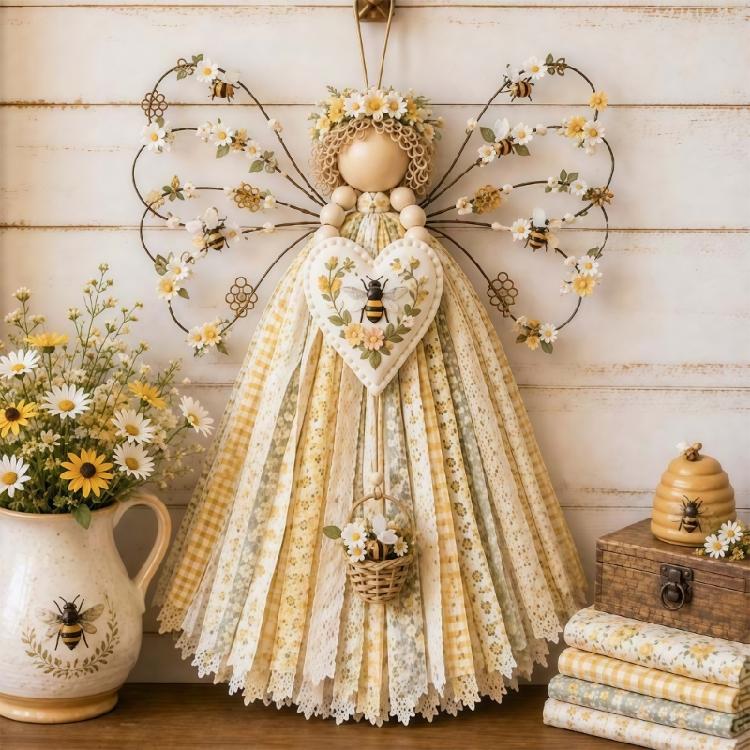 Angel Hanging Display Set for Indoor Rooms, Fabric Body Panels, Wire Outline and Hanging Cord Included for Use