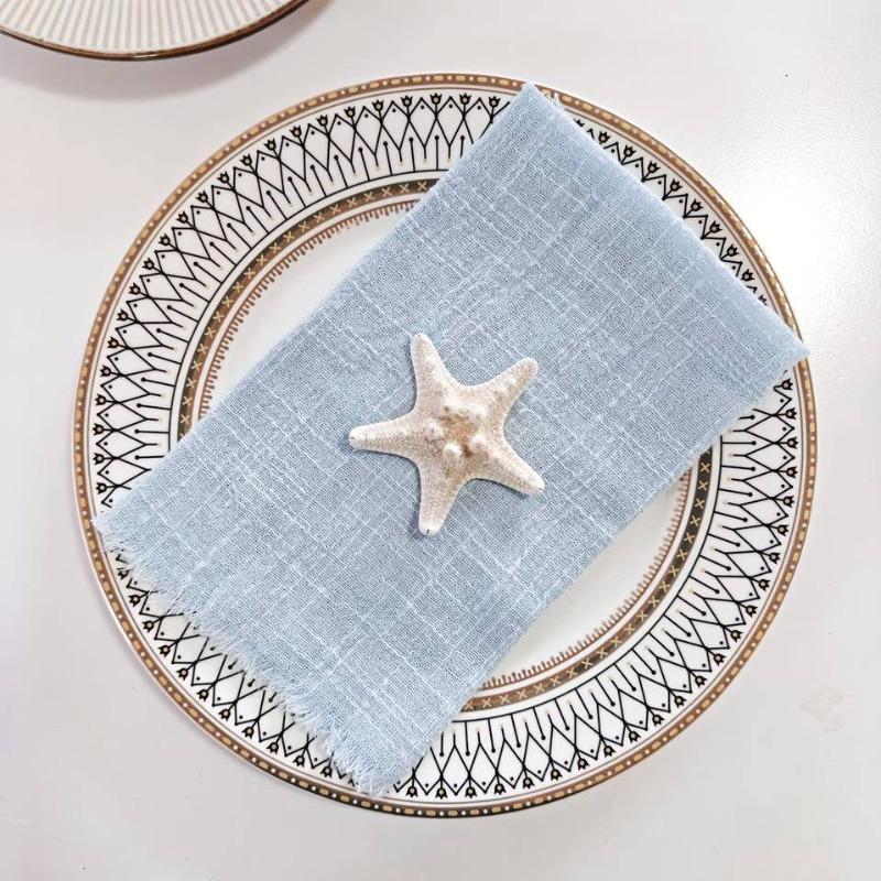1-24PCS Nordic Tassel Cotton Napkins Fringe Edged Solid Color 30x30cm Western Style Tablecloth Christmas Dining Table Decor