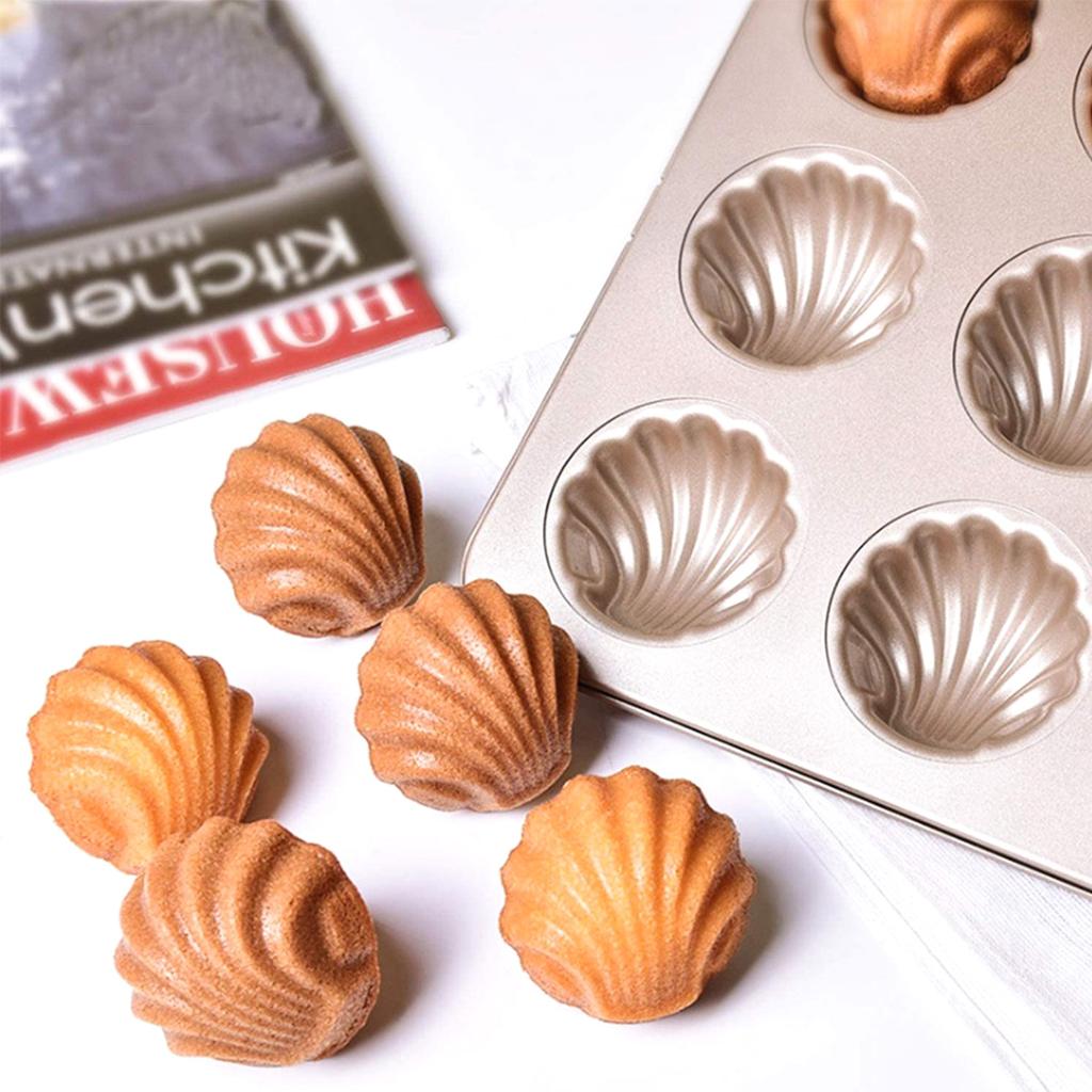 6/9/12-Cavity Madeleine Mold Cake Baking Pan Non-Stick Candy Mold Food Grade Carbon Steel Cake Mold Shell Shaped Baking Mold