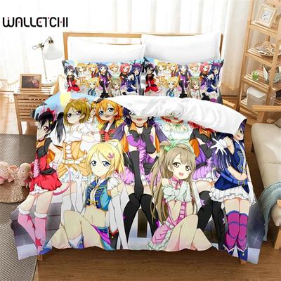 Anime Love Live Festival d'Idoles Universitaires Ensemble de Literie Garçons Filles Taille Jumeau Reine Housse de Couette Taie d'Oreiller Lit Enfants Adultes