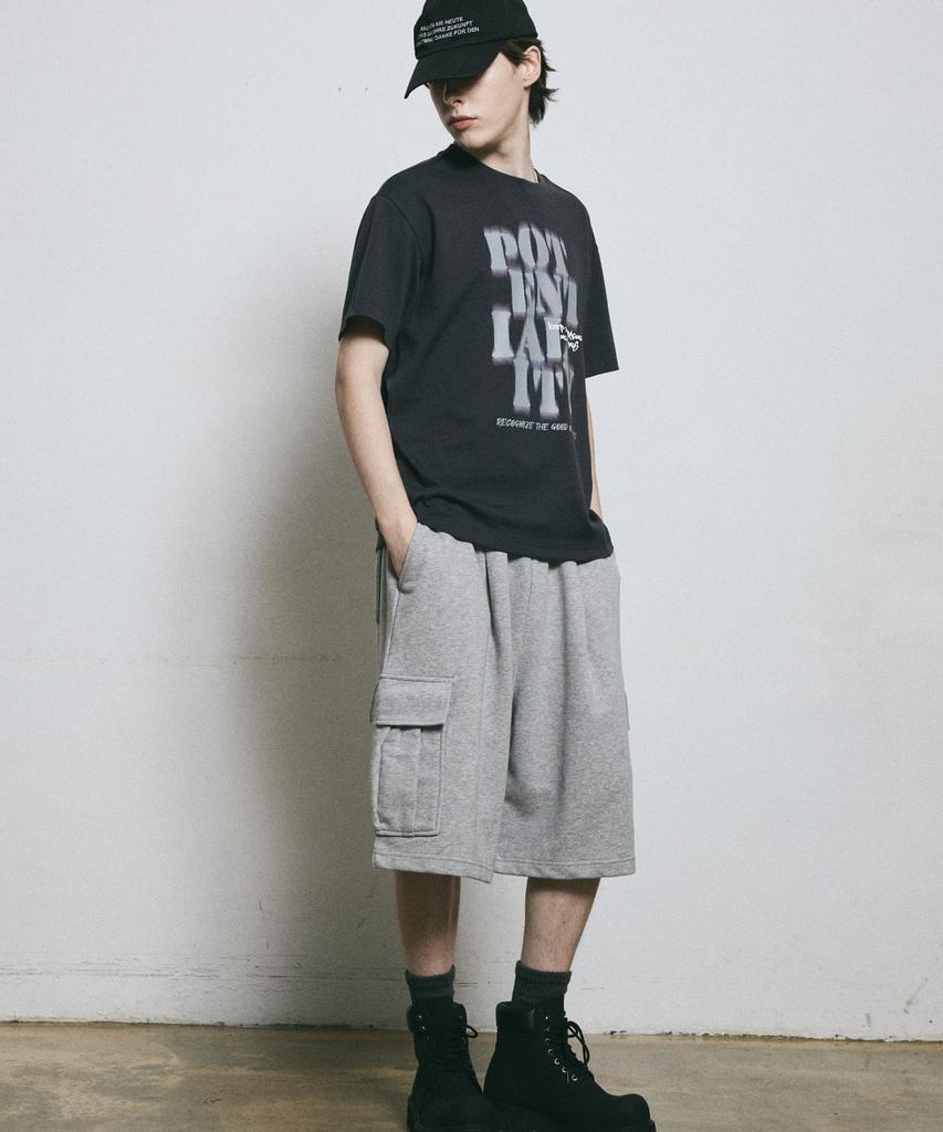BUNKERBUSTER Grunge Lettering Print Short Sleeve T-Shirt Mq7Tu426_Charcoal