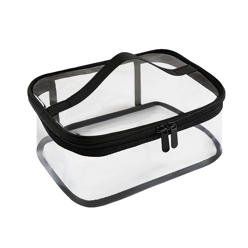 Thickened Transparent Travel Makeup Bag with Customizable Logo - Three-Dimensional Handheld Toiletries and Lipstick Storage.