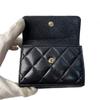 Used CHANELTri-fold Wallet Black/pink Leather Women