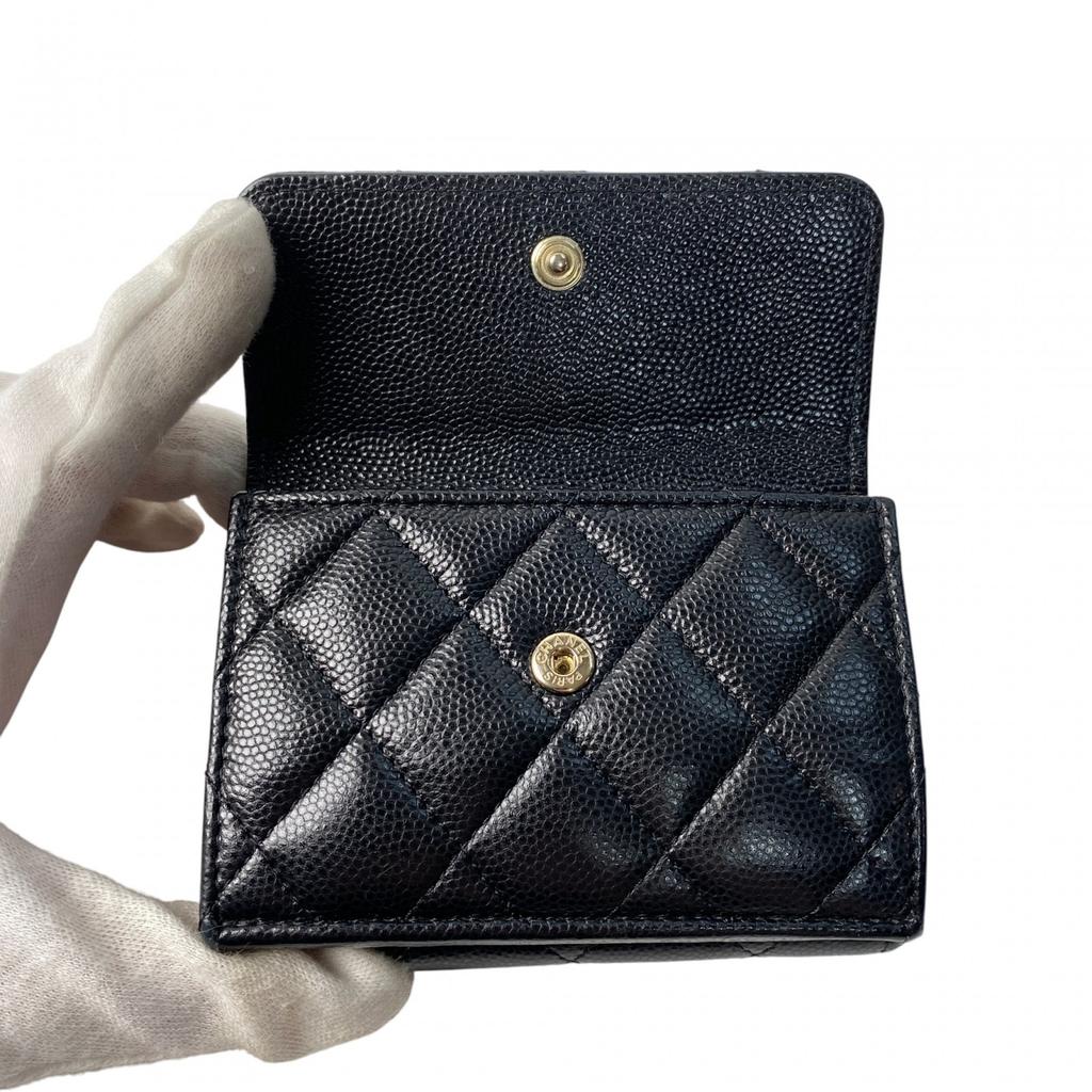 Used CHANELTri-fold Wallet Black/pink Leather Women