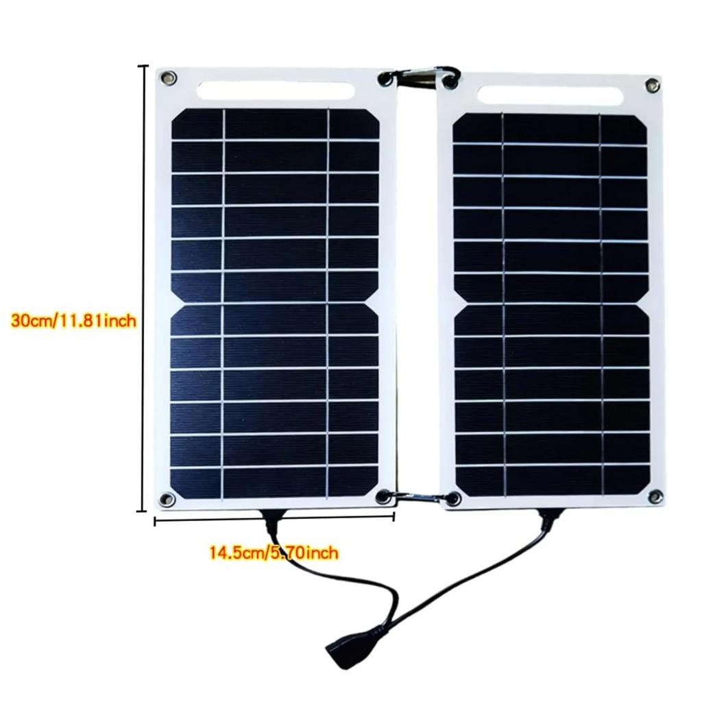 Fast Charging Dual Solar Panel Hiking Camping  USB 5V Waterproof Portable  Mobile Phone Power Bank Charging Detachable fold