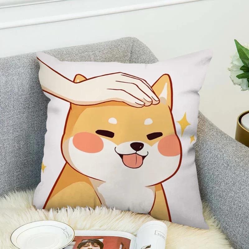 Pillowcase 45*45 Shiba Inu Pillow Cases For Bed Chair Cushion Cover 45X45Cm Fall Decoration Decorative Pillows Lounge Chairs