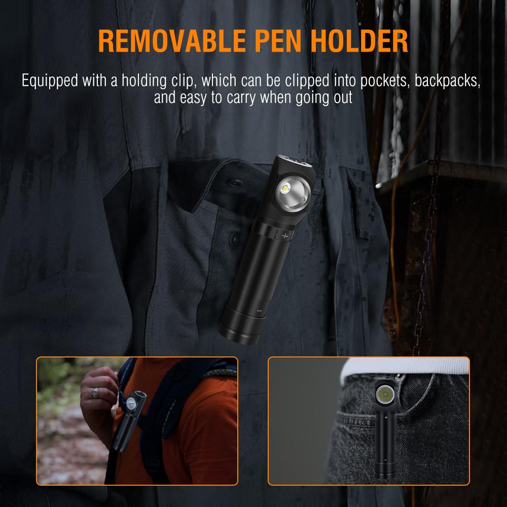 BORUIT HP100 LED Headlamp Headband Right Angle Flashlight 18650 TYPE-C Rechargeable Outdoor Head Lamp Torch Work Light