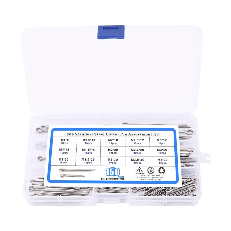 

Ассортимент шплинтов из нержавеющей стали с коробкой для сортировки, набор предохранительных шплинтов 15 размеров, шплинт для автомобиля, сада 1