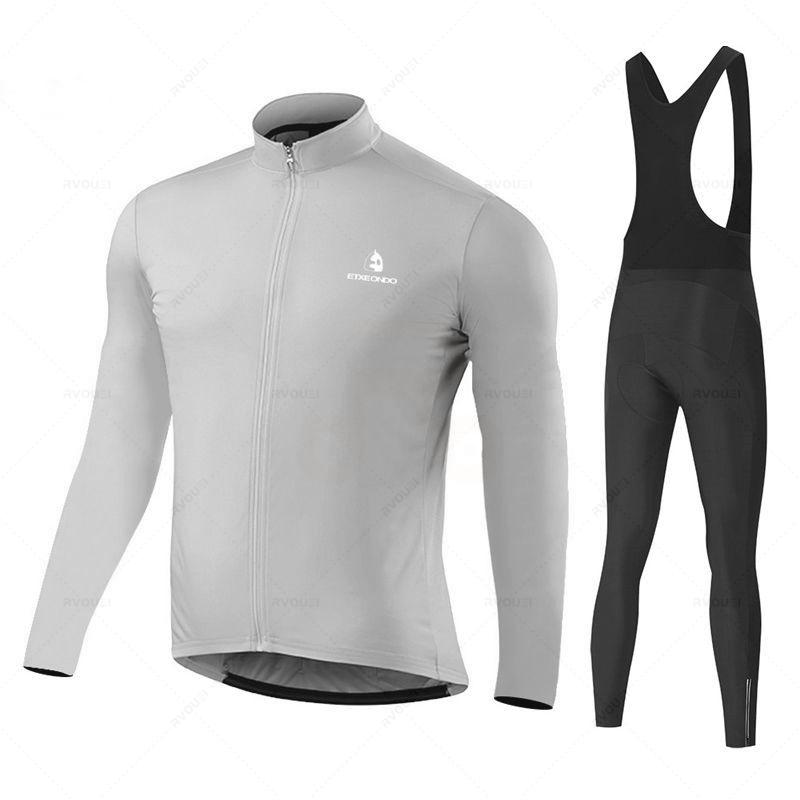 Autumn Cycling Suit Set  Pro Team Cycling Jersey 19D Bib Set MTB Uniform Bicycle Clothing Quick Dry Bike Clothes Mens Long Sleeves Wear