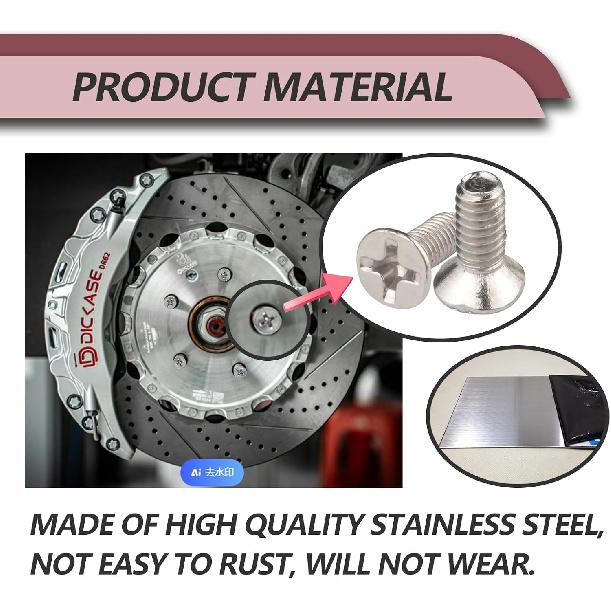 Pleoos Stainless Steel Brake Disc Rotor Screws, Screw Rotor Brake Disc Retaining Compatible With Honda, Acura, Hyundai and Kia Models, Stainless