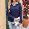 Women's Striped Knit Pullover Sweater Loose Fit Long Sleeve Casual Top