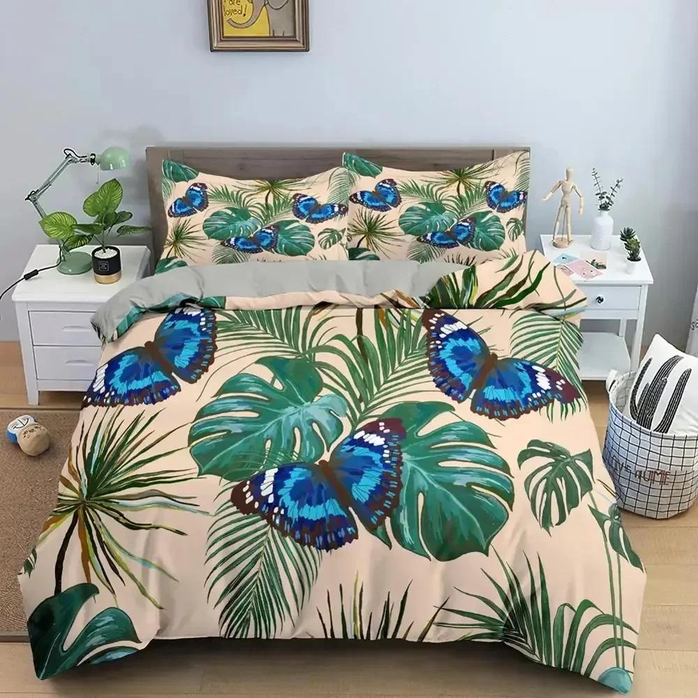 Fjäril Blommigt Vackert Blomma Sängkläder Set Pojkar Flickor Twin Queen Size Påslakan Örngott Säng Barn Vuxen Hemtextil