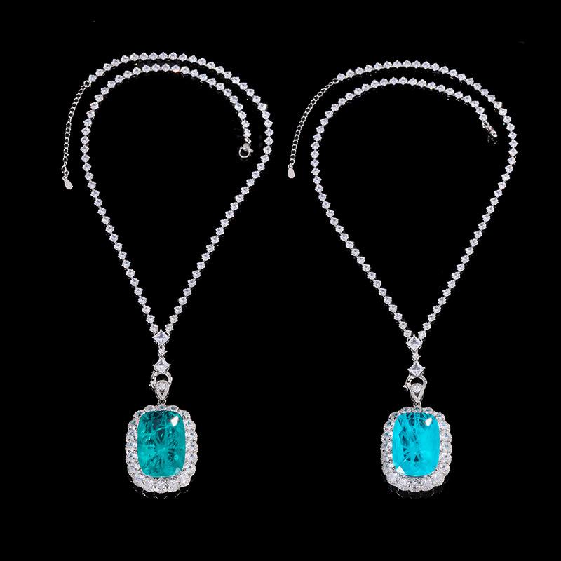 Jewelry Copper Bottom Gold-Plated Imitation Emerald Pendant Necklace Stone 20 * 28