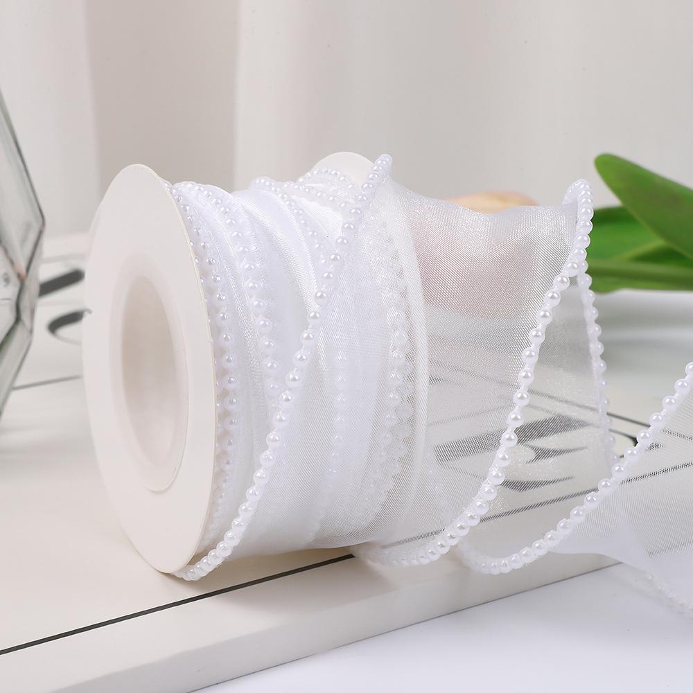 4cm Pearl Fishtail Silk Ribbon for Bouquet & Cake Decoration