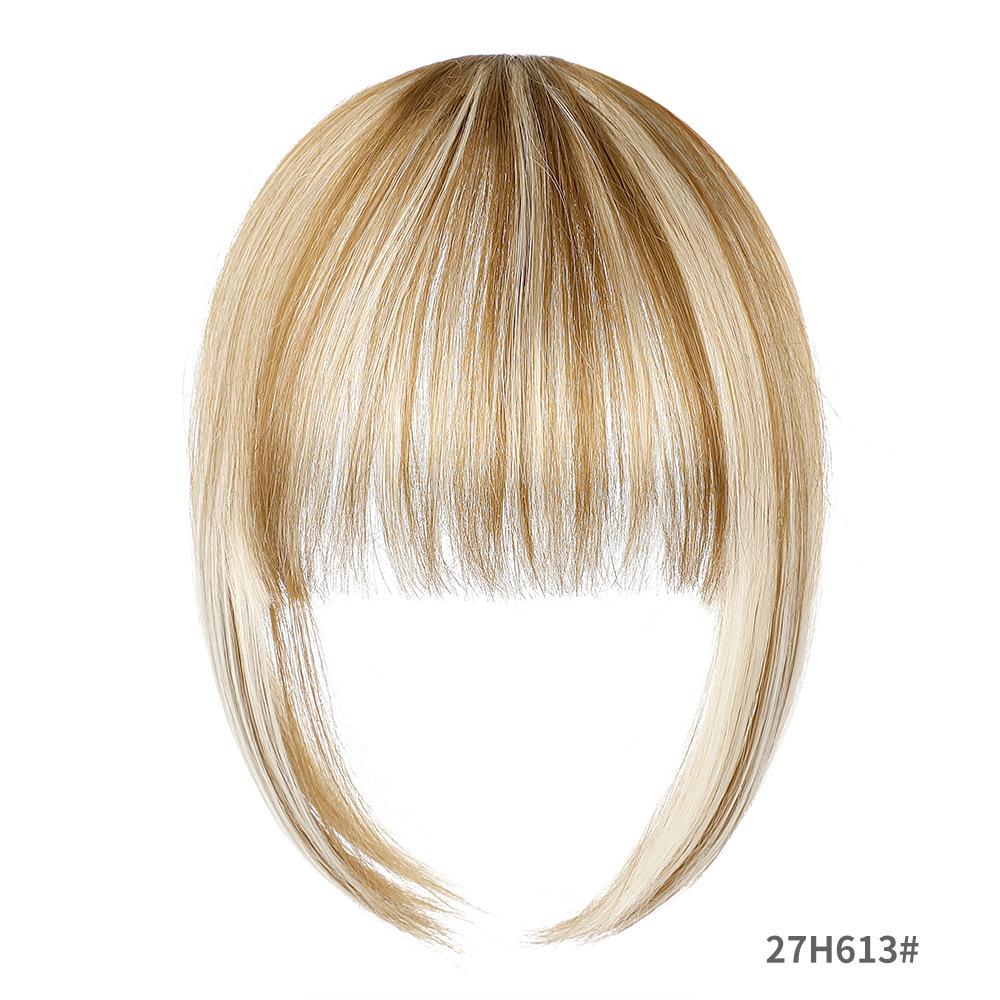 Straight Air Through Blunt Fringe with Clip Bangs Synthetic Hair Extension Heat Resistant Bangs Clip Natural Hairpiece
