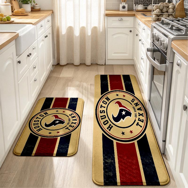 Houston Texans Flannel Kitchen Mat Christmas Soft Area Rug Non Slip Floor Carpet Home Decoration
