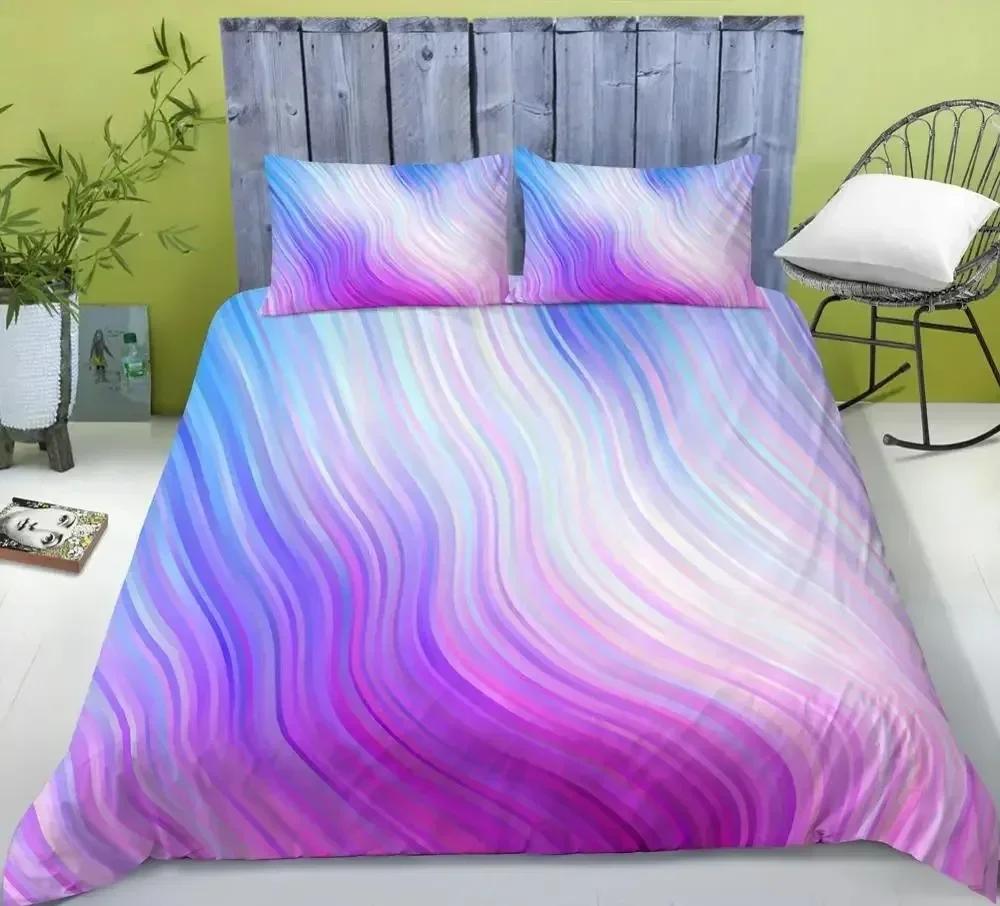 

Rainbow Printing Bedding Set Colorful Stripe Bedding Set Duvet Cover Sheet Printed Bed Set Pillowcase Bed Full Queen King Size 70x133cm 2pcs