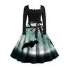 Lässiges, modisches Vintage-Kleid mit Halloween-Print für Damen