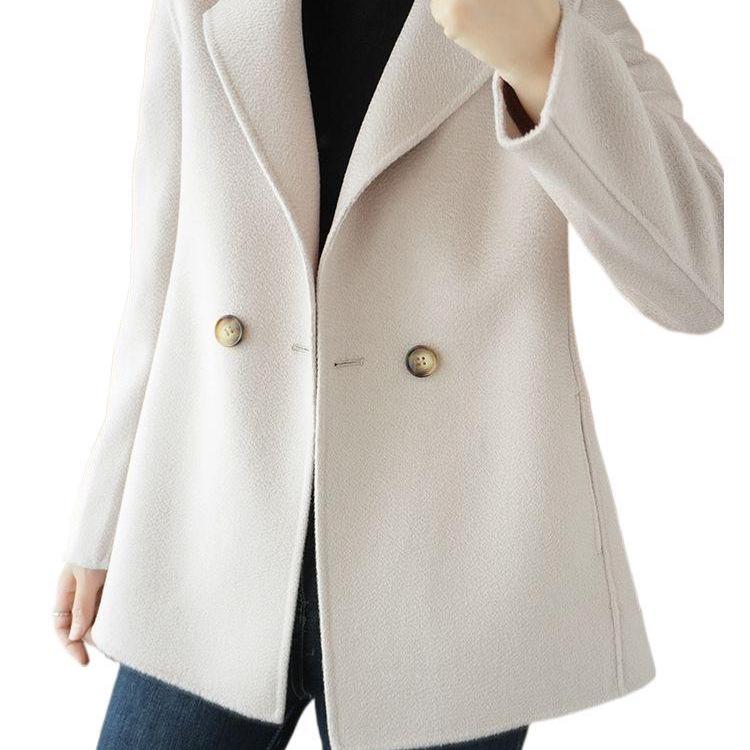Petite Hepburn Style Mid-Length Double-Sided Wool Coat - Trendy Autumn Jacket