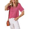 American Shiying Color Matching round Neck Short sleeve knit Women 2025 Summer New All-Match Three-Quarter Sleeve Top Women