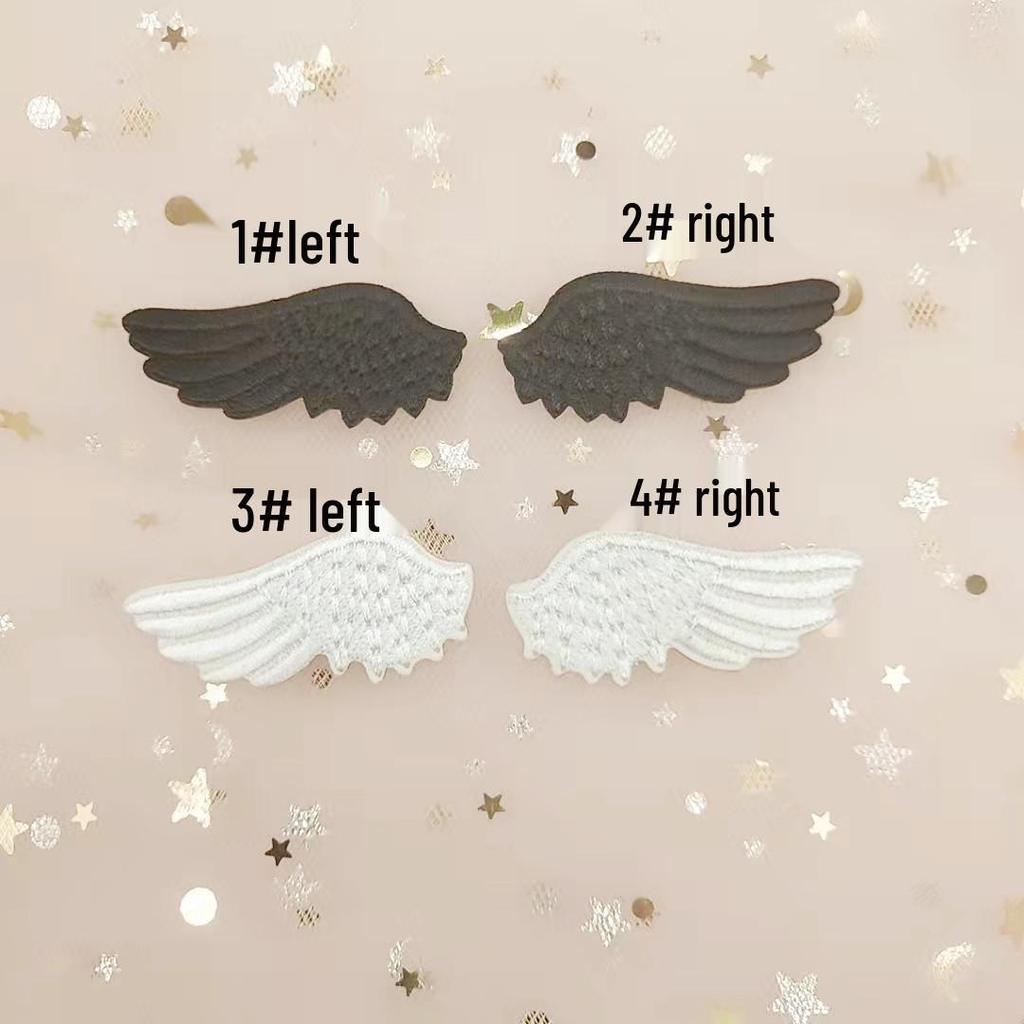 Na Yang Black & White Wings Embroidery Patch - Cute Self-Adhesive Decorative Applique for Shoes & Clothing