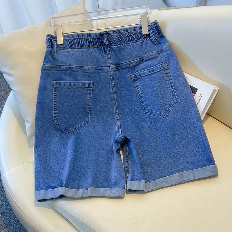 Super Size High Waist Summer Loose Fit Plus-Size Denim Shorts 3188