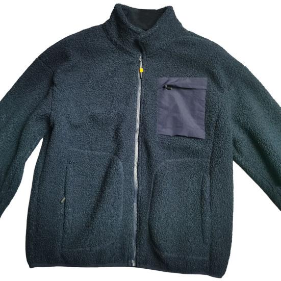 Faux Lambswool Jacket Coat Autumn Winter Zipper Placket Stand Collar Long Sleeve Solid Color Coat with Pockets