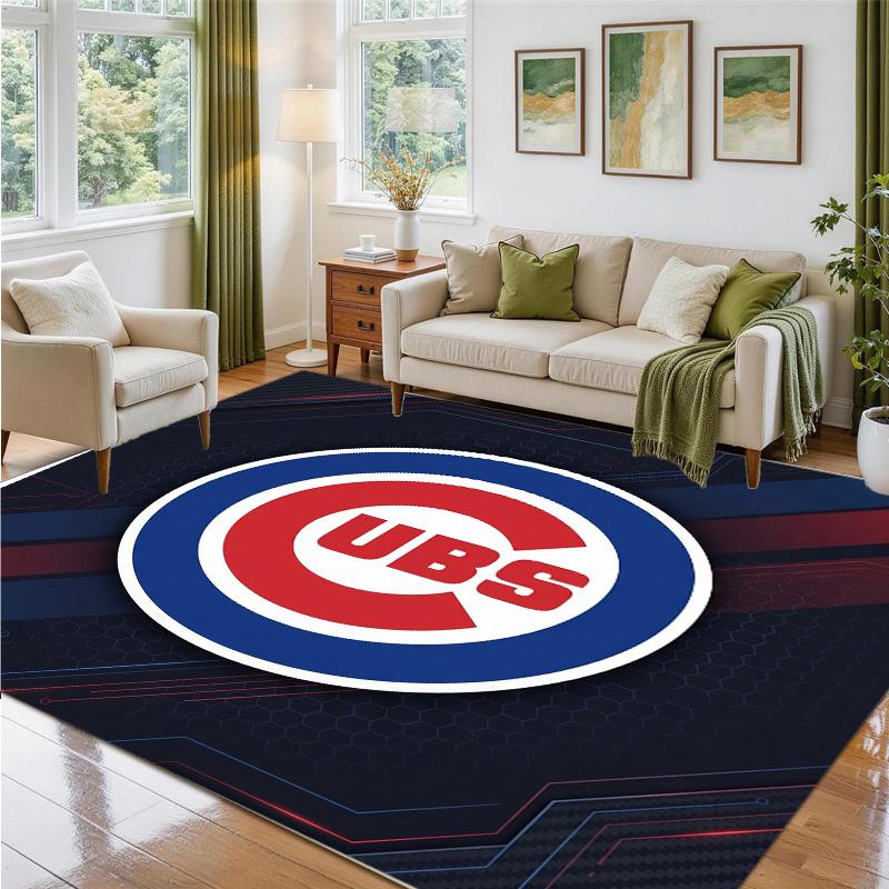 Chicago Cubs Design Crystal Velvet Rug Soft Decorative Mat for Bedroom Entrance
