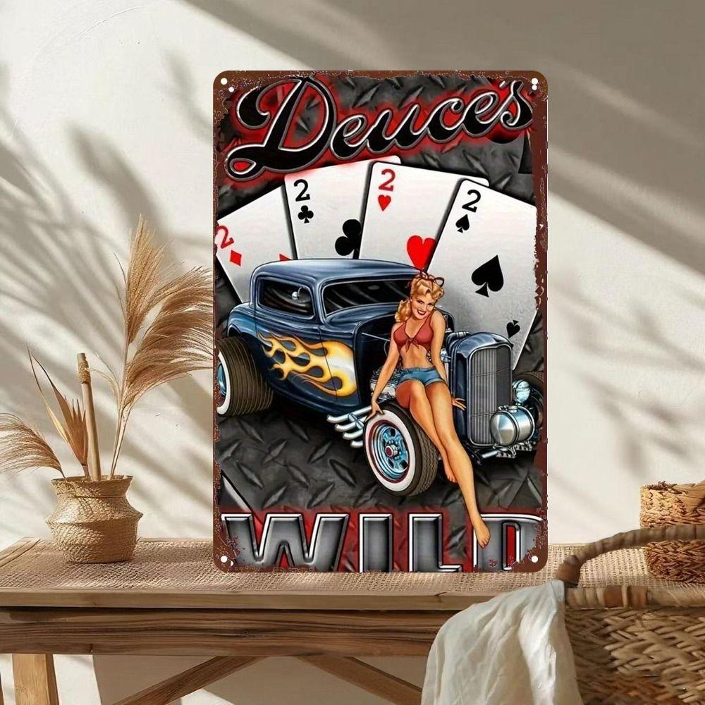 Vintage Metal Car Sign Decor Gift For Auto Lovers Garage Wall Art