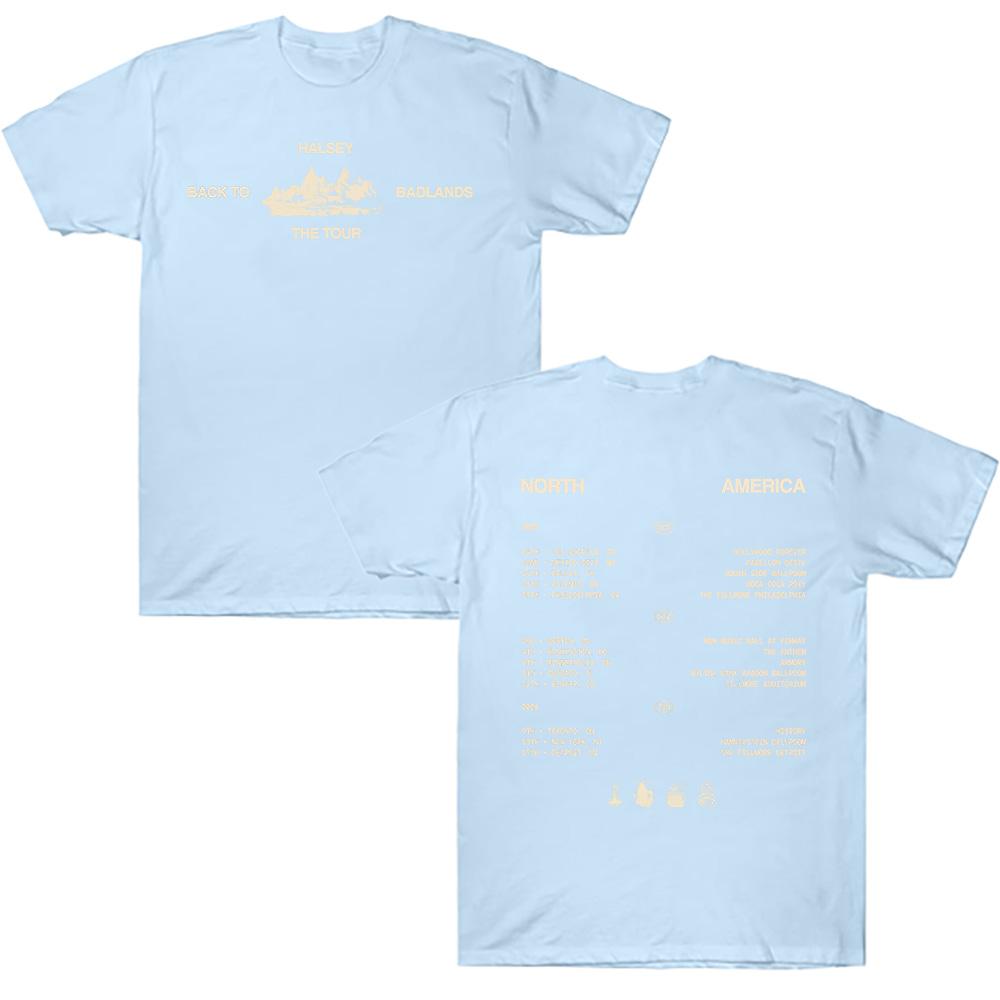 Halsey Back To Badlands The Tour T-Shirts Unisex Harajuku Rundhals Kurzarm Beliebte Musik Shirts Fans Geschenk Top Baumwollkleidung
