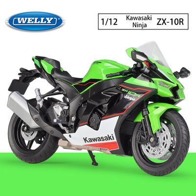 Escala 1/12 WELLY 2010 Kawasaki Ninja ZX-10R Liga Modelo de motocicleta Diecasts Veículos de brinquedo de metal Coleção de alta simulação Presentes para crianças