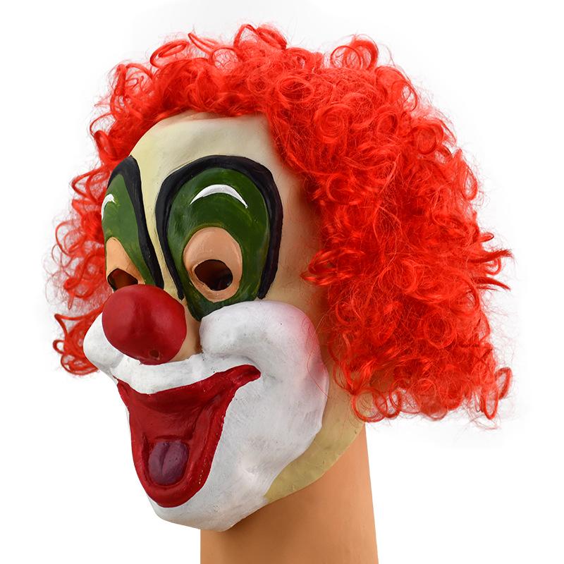 Halloween Clown Latex Mask with Red Hair and Big Eyes for Cosplay Parties Halloween как