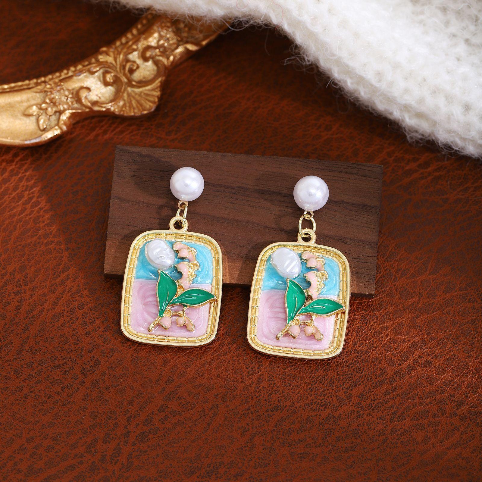 Французские Серьги Премиум-класса в Стиле Мори Монэ Садовые Серьги Женственность Сладкие Свежие Цветок Кошка Праздничные Серьги