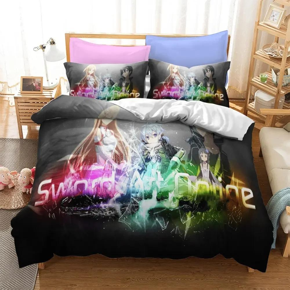 Anime Sword Art Online Bettwäsche-Set Bettbezug Schlafzimmer Deckenbezüge Einzel-Doppel-King-Size Steppdeckenbezug Heimtextilien Werkzeug