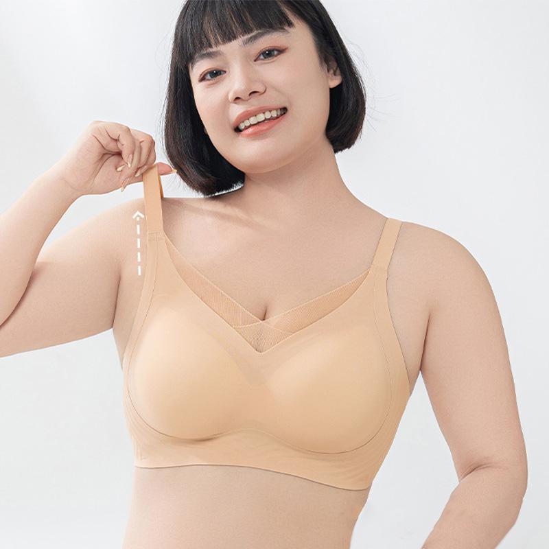 Seamless Underwear Soft Support Lifting Gather Thin Plus Size Underwear Women's Vest Style Bra Fixed Cup Collection with Adjustable Bra