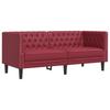 Chesterfield 2 Seater Sofa in Burgundy Artificial Leather